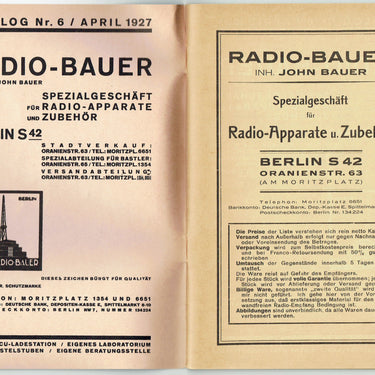 Radio-Bauer Berlin Catalog Nr. 6 April 1927