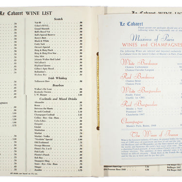 Le Cabaret Room Menu Nicolette