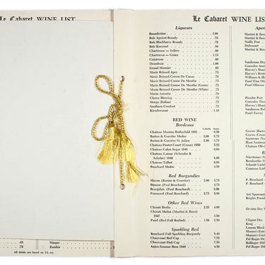 Le Cabaret Room Menu Nicolette