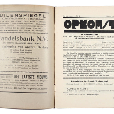 Opkomst Attendance Flemish Student Magazine No 4 1931