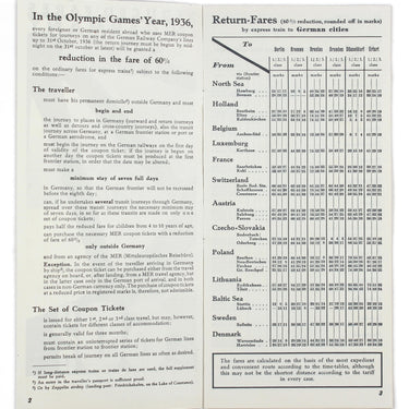 MER Reduced Fares In Germany 1936 60%