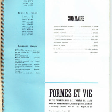 Forms et Vie: Revue Trimestrielle de Synthese des Arts #1 1951