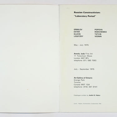 Russian Constructivism Exhibition Laboratory Period